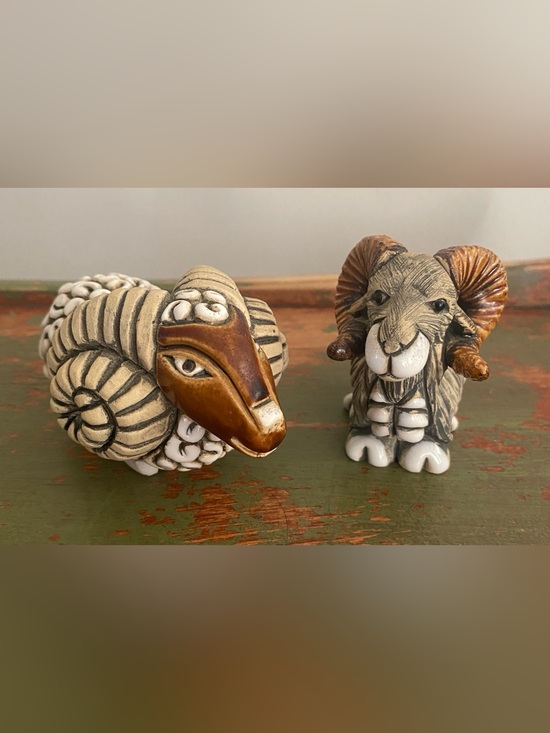 Other - Ram Sheep Figurines Handcrafted Folk Art